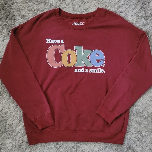Coca Cola Tops - Coca Cola Maroon Crewneck Sweatshirt